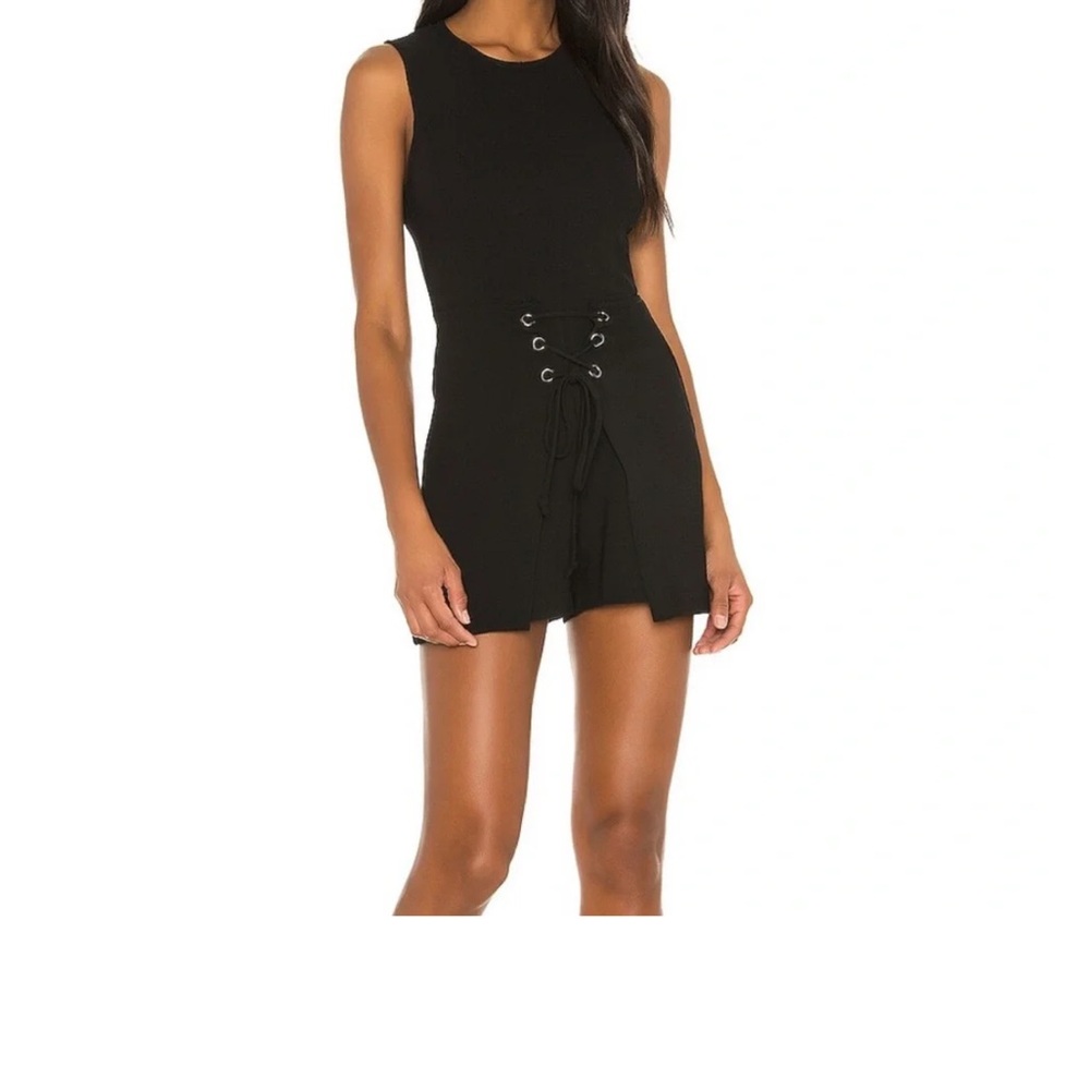 Sleeveless Black Lace-Up romper